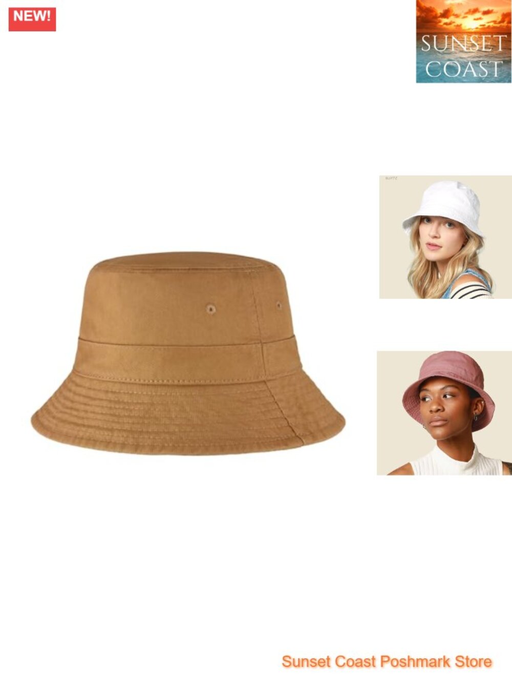 Cotton Bucket Hat Adjustable Sun Hat UPF 50+ Beach Golf Fishing